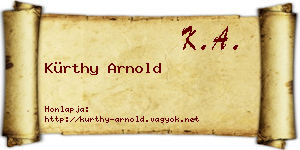 Kürthy Arnold névjegykártya