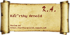 Kürthy Arnold névjegykártya